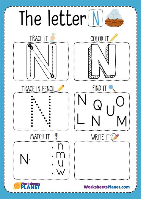 Letter n lowercase handwriting worksheet. letter n worksheet