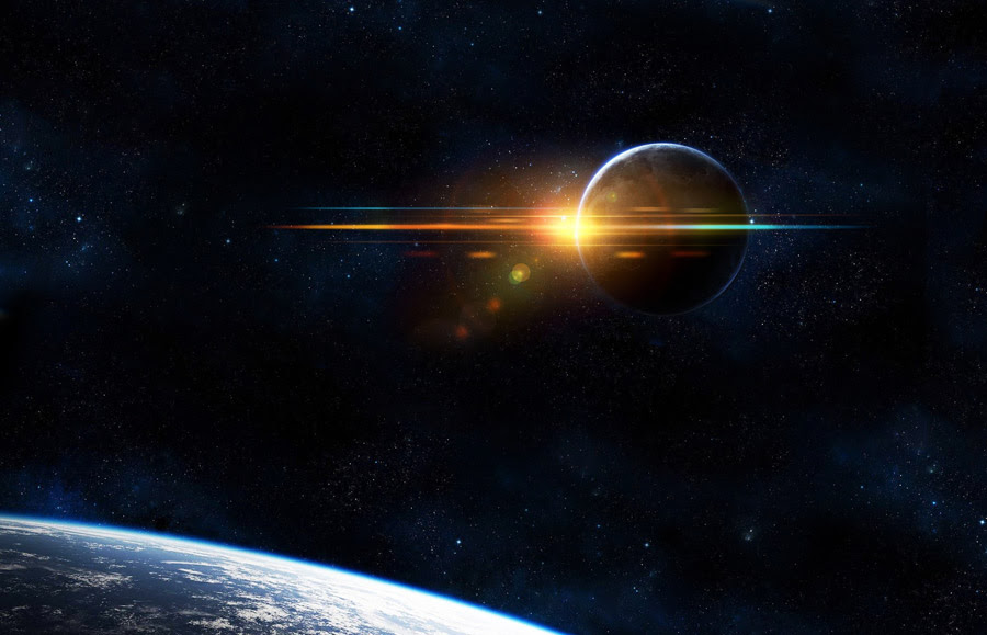 フリーイラスト 地球と月の背後の太陽でアハ体験 Gahag 著作権フリー写真 イラスト素材集