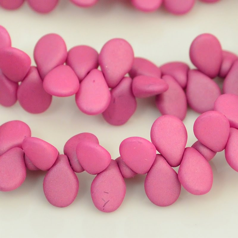 27800960-75 Shaped Glass - 5 x 7 mm Pip Beads - Silk Matte Cyclamen (strand)