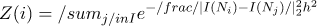 Z(i) = \sum_{j \in I}e^{-\frac{\|I(N_i) - I(N_j)\|^2_2}{h^2}}