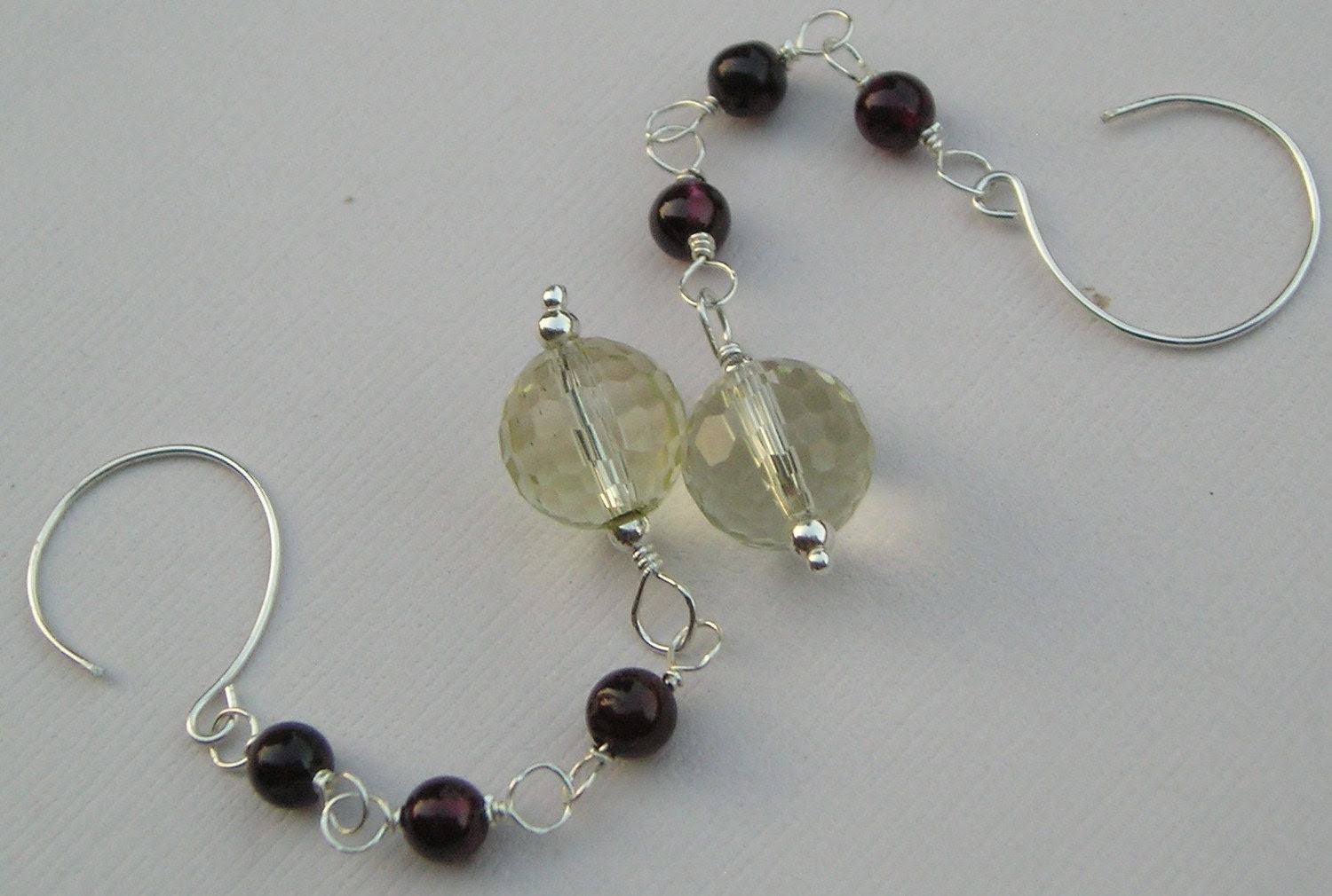 Sienna-Garnet and Lemon Quartz Drops Earrings