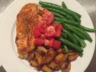 [Homemade] pan roasted chicken breast, potatoes lyonnaise, buttery green beans and fresh tomatoes.
