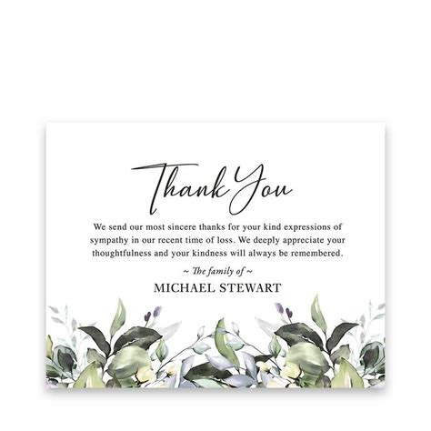  funeral thank you cards printed with your custom message to send to