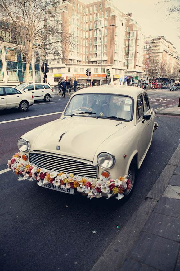 Vintage Indian Ambassador car/taxi - fab wedding day transport idea!