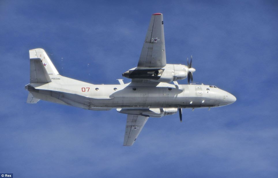 A Russian Antonov An26 Curl transport plane (pictured) was one of the aircraft monitored in Baltic airspace, The Ministry of Defence confirmed
