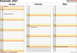 Kalender 2021 zum Ausdrucken als PDF (17 Vorlagen, kostenlos)