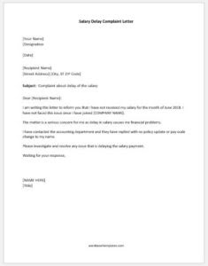 Salary Delay Complaint Letter Samples | Word & Excel Templates