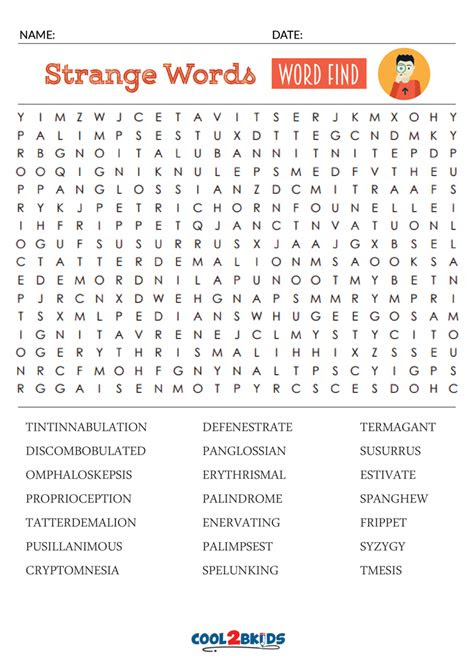  word search printable worksheets