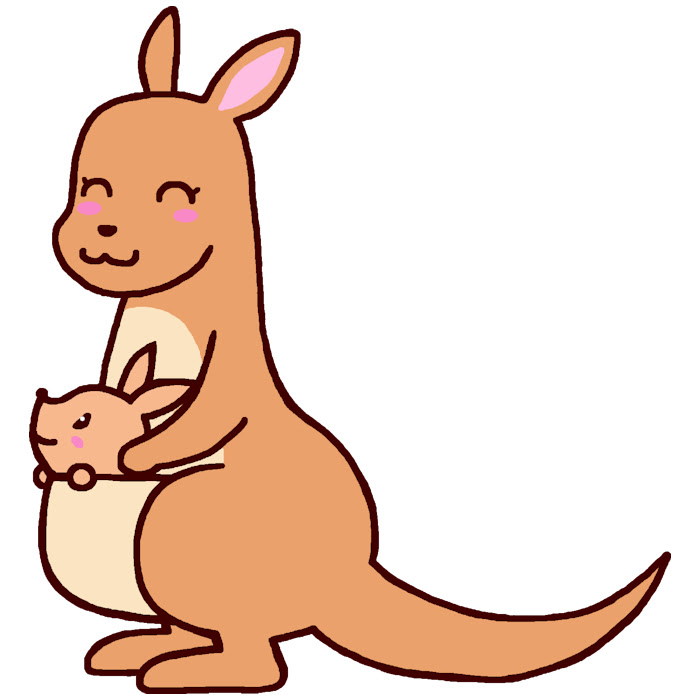 カンガルー カラー 親子 かわいい動物の無料イラスト素材