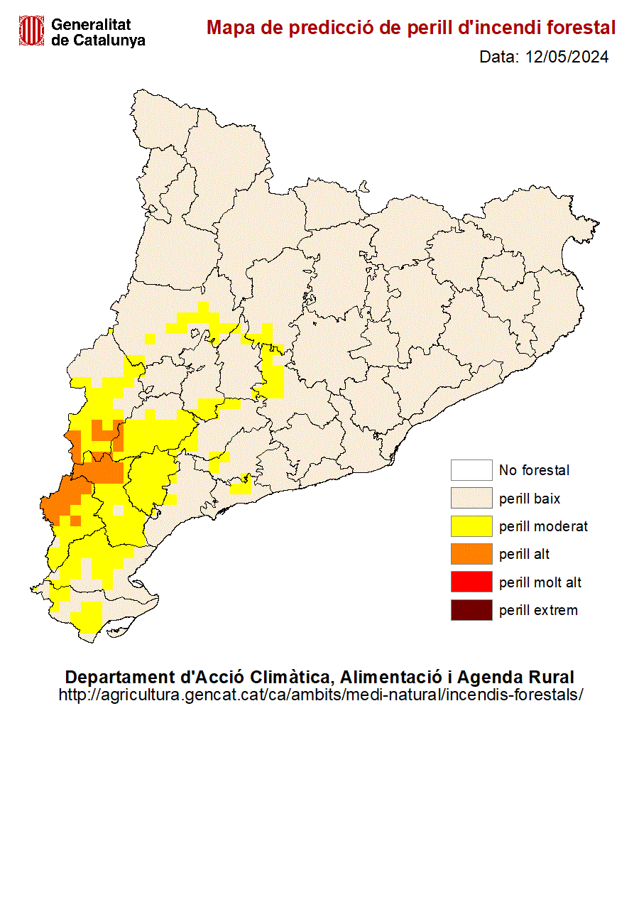 Mapa de predicció del perill d'incendi forestal