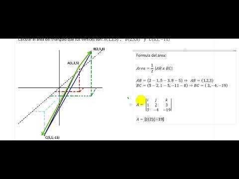 Calcular el area del triangulo que sus vertices son: A(1,3,5)   ,    B(2,5,8)     y   C(5,1,−11)     (CALCULO VECTORIAL)