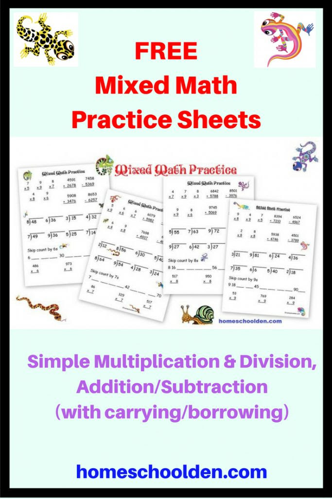Mixed Math Practice - Monday Freebie - Homeschool Den