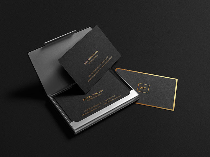 Gold Lettering Business Card Mockup Mockup Planet