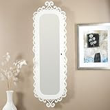 Wall Scroll Locking Jewelry Armoire - High Gloss White