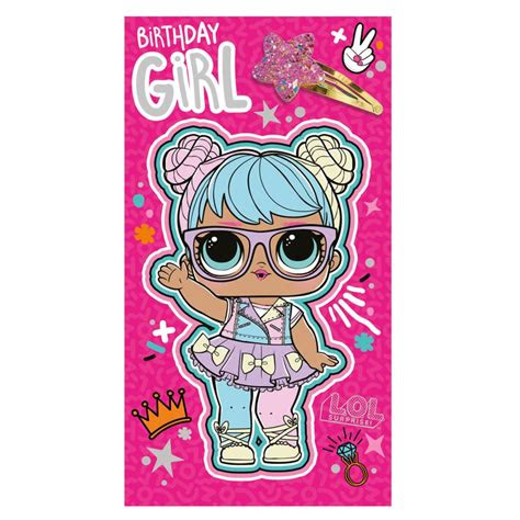 Choose your digital template, customize the text and . lol surprise birthday girl card with hair clip lo047 character brands