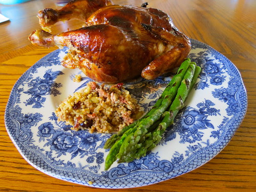 America's Test Kitchen Roast Cornish Game Hen with Cous Cous Stuffing