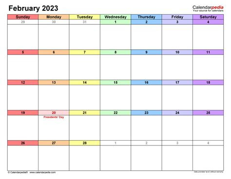  february 2023 calendar templates for word excel and pdf