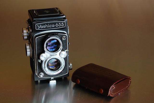 Yashica 635 and cased 35mm adapter kit