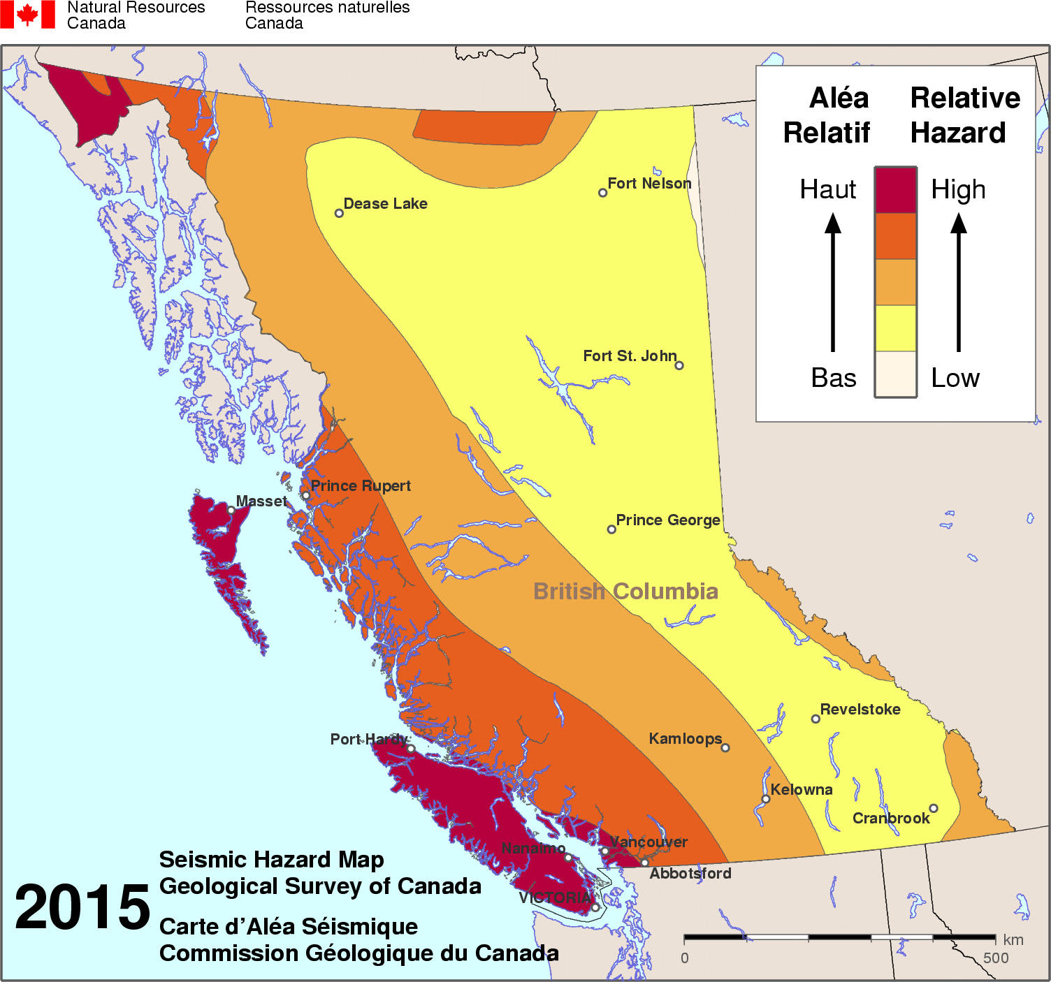 Simplified Seismic Hazard Map For Canada The Provinces And