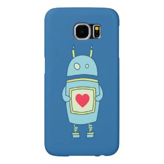 Blue Cute Clumsy Robot With Heart Samsung Galaxy S6 Cases