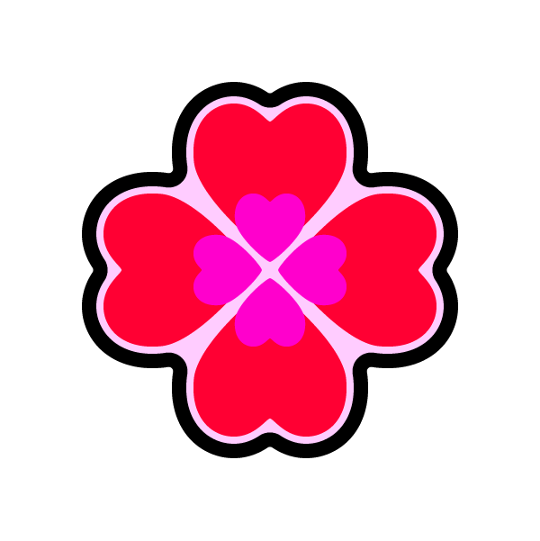 かわいいハートのクローバーの無料イラスト 商用フリー オイデ43