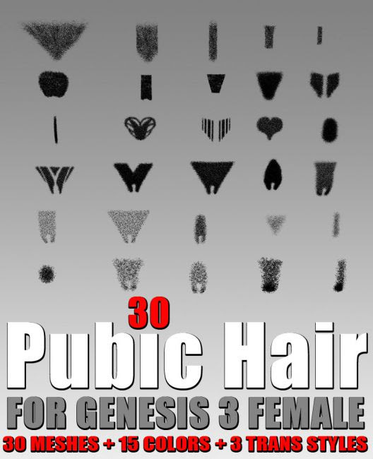 30 Pubic Hair for G3 female(s) | Hair for Poser and Daz Studio