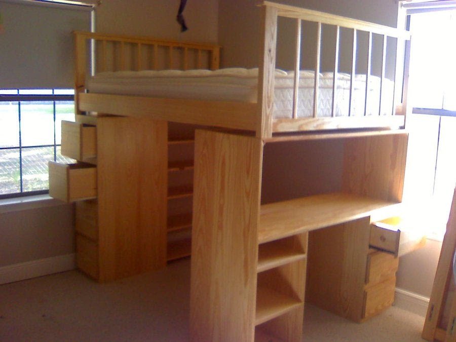 how to build a full size loft bed with desk Quick 
