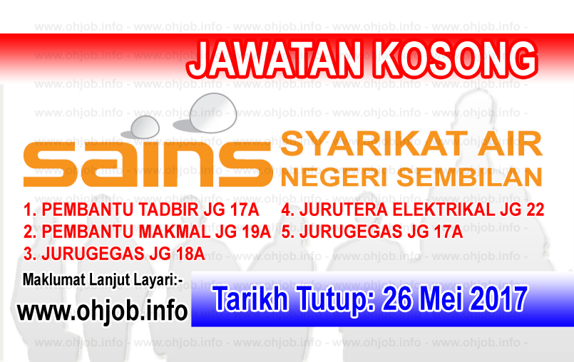 Jawatan Kerja Kosong Syarikat Air Negeri Sembilan (SAINS) logo www.ohjob.info mei 2017