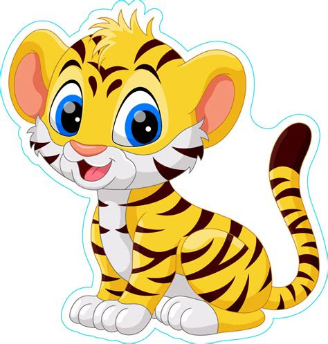 cute baby tiger cartoon sticker