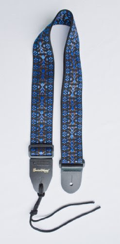 Guitar Strap Black Blue Brown Woven Nylon Solid Leather Ends Heavy Duty Tie Lace Made In U.S.A. On Sale