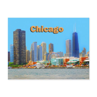 Chicago Skyline At Navy Pier Post Card by malibuitalian