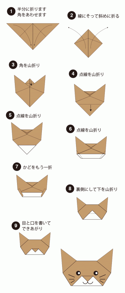 猫の折り紙指人形の折り方 How To Fold Cat 子供でもハサミで簡単にできる折り紙 切り絵aif