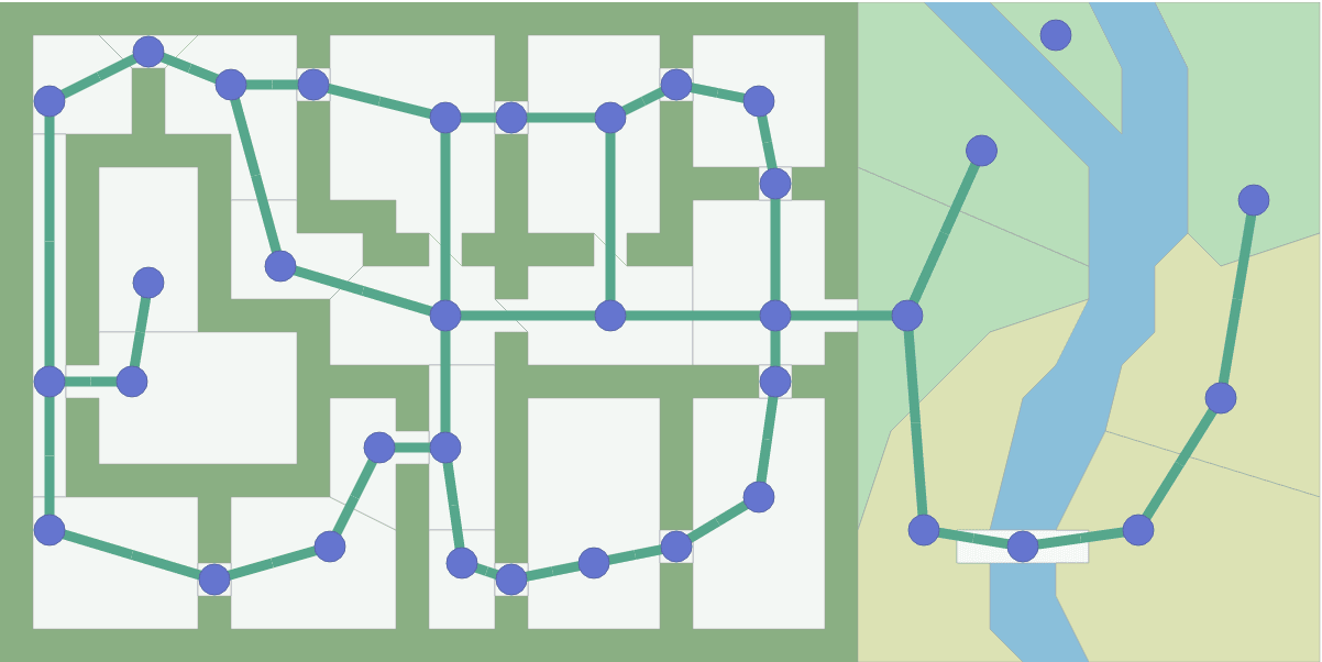 graph with room centers as nodes