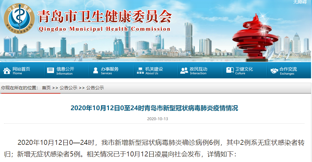 最新通报 青岛公布6例确诊病例 5例无症状感染者详情 多人系胸科医院患者及陪护 每日经济新闻