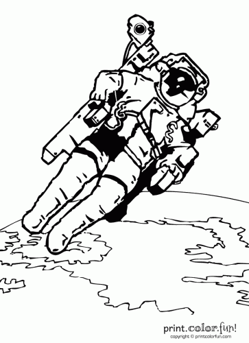 Astronaut in space coloring page - Print. Color. Fun!