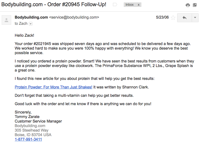 bodybuilding.com follow up email