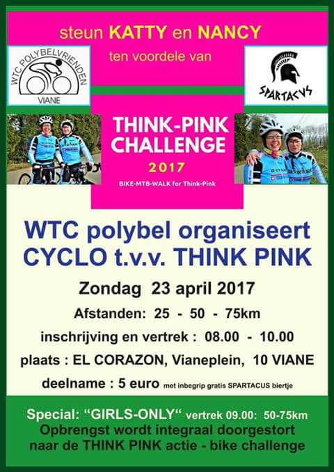 zondag 23 april THINK PINK fietsrit voor het goede doel – GETT
