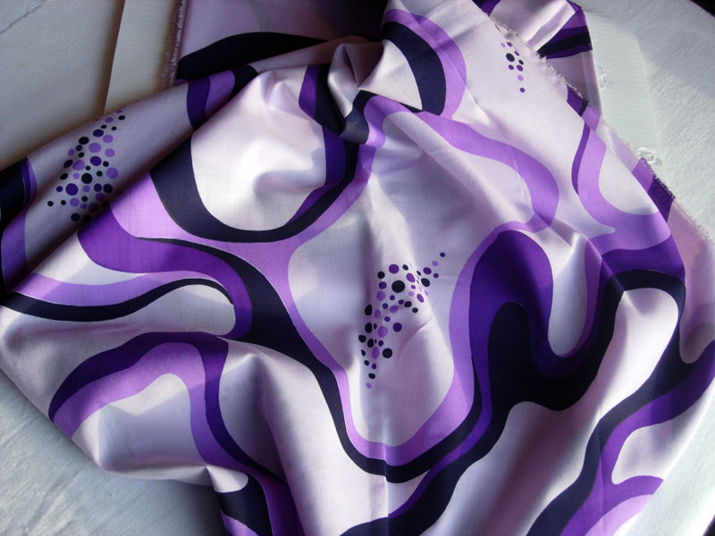 Purple Fabric - Mod Swirly Dots