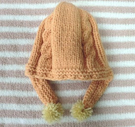手編みで作る手作り雑貨 耳あて付き風 ベビーニット帽