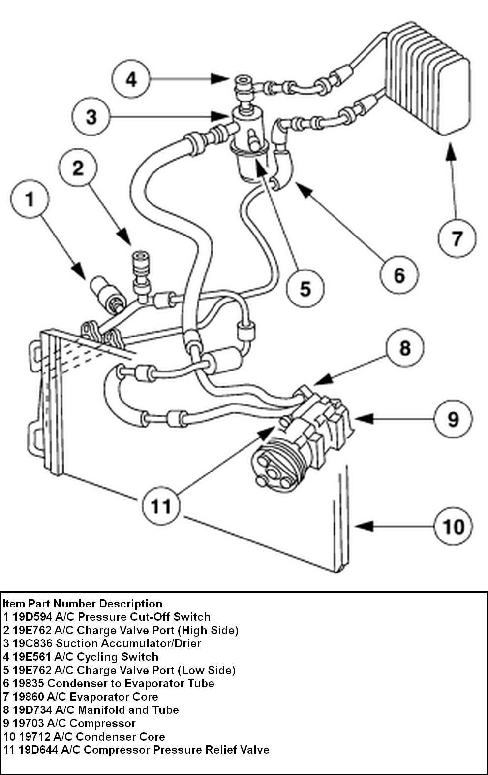 Where is the low pressure port for adding refrigerant to A/C located on a 1998 ford expedition?