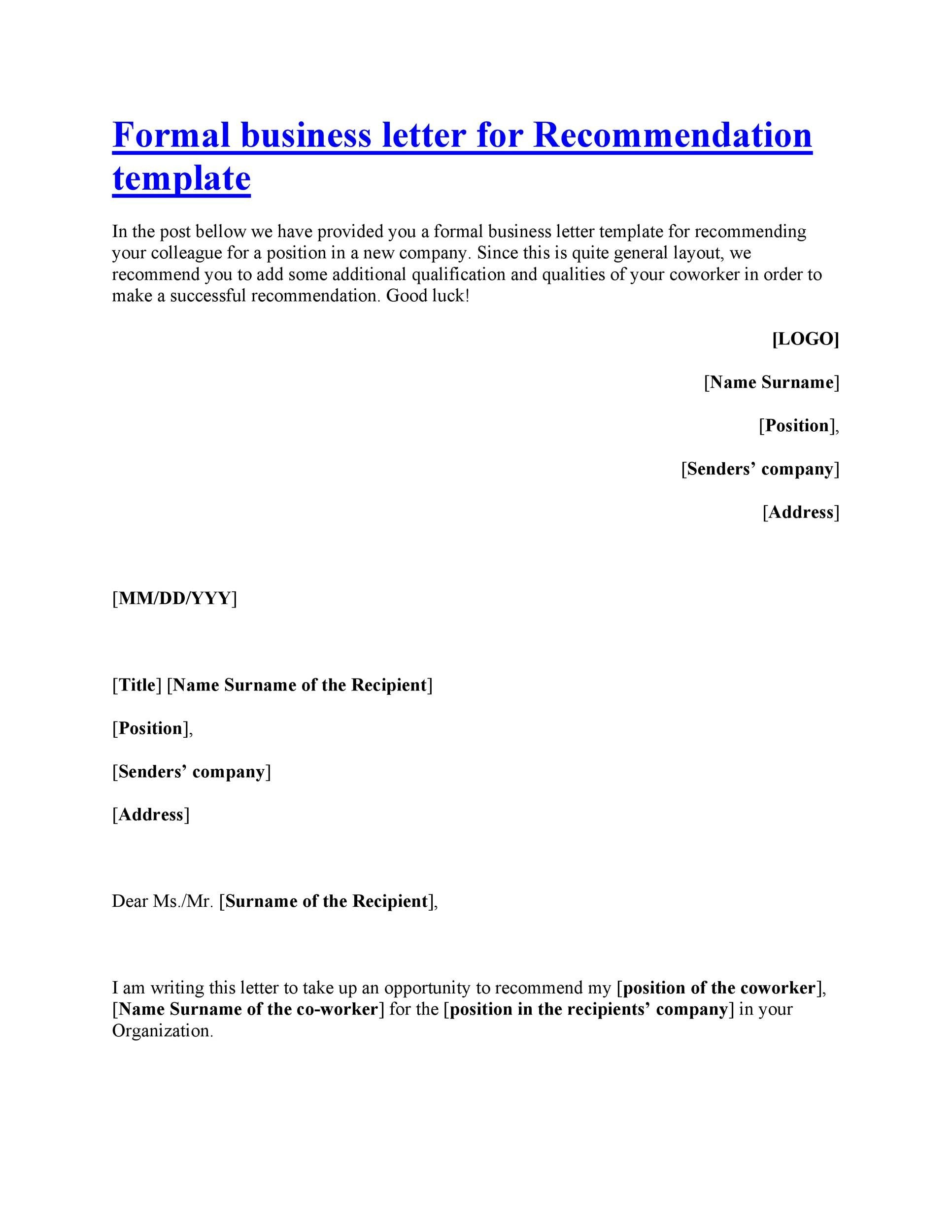 Reference letter sample