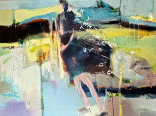 Abstract Figurative Art Painting "On Her Coat Tails" by Intuitive Artist Joan Fullerton-Painting Art