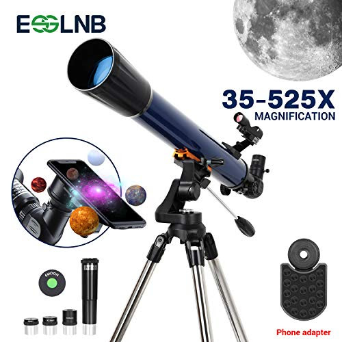 Gskyer Telescope Astronomy Refractor Telescope with Smartphone Adapter and  Bluetooth Camera Remote 60mm Aperture 350mm AZ Good Partner to View Moon  and Planet for Kids and Beginners Telescopes