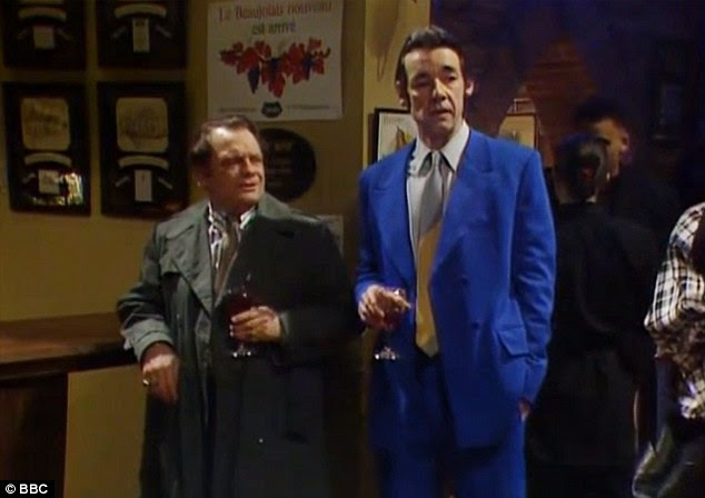 Tribute: Sir David Jason played tribute to his comic co-star, seen here in one of the show's most memorable scenes, when Del Boy fell through the bar