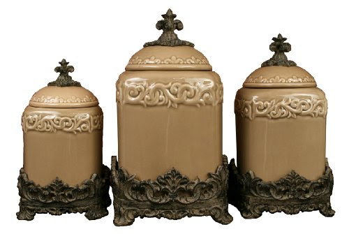 Drake Design 3401 Large Canister (3-Piece Set), Taupe, 13.5,12,10 Inch