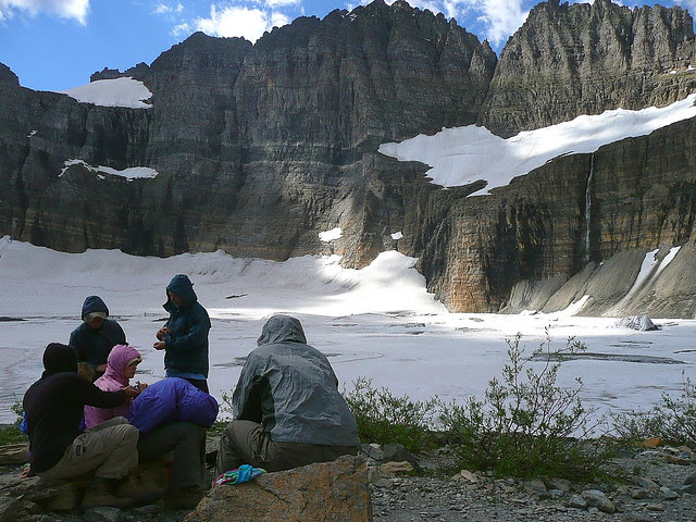 P1170044 Hikers at Grinnell Glacier Viewpoint