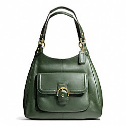 CAMPBELL LEATHER HOBO - COACH f24686 - BRASS/RACING GREEN