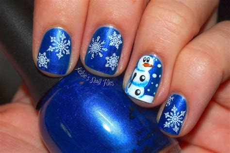 cute  long blue nail designs  winter ideas
