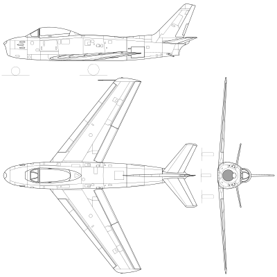 Schema ortografic proiectat de F-86 Sabre.