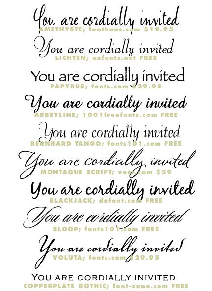 wedding invitation typeface  font sources invitation